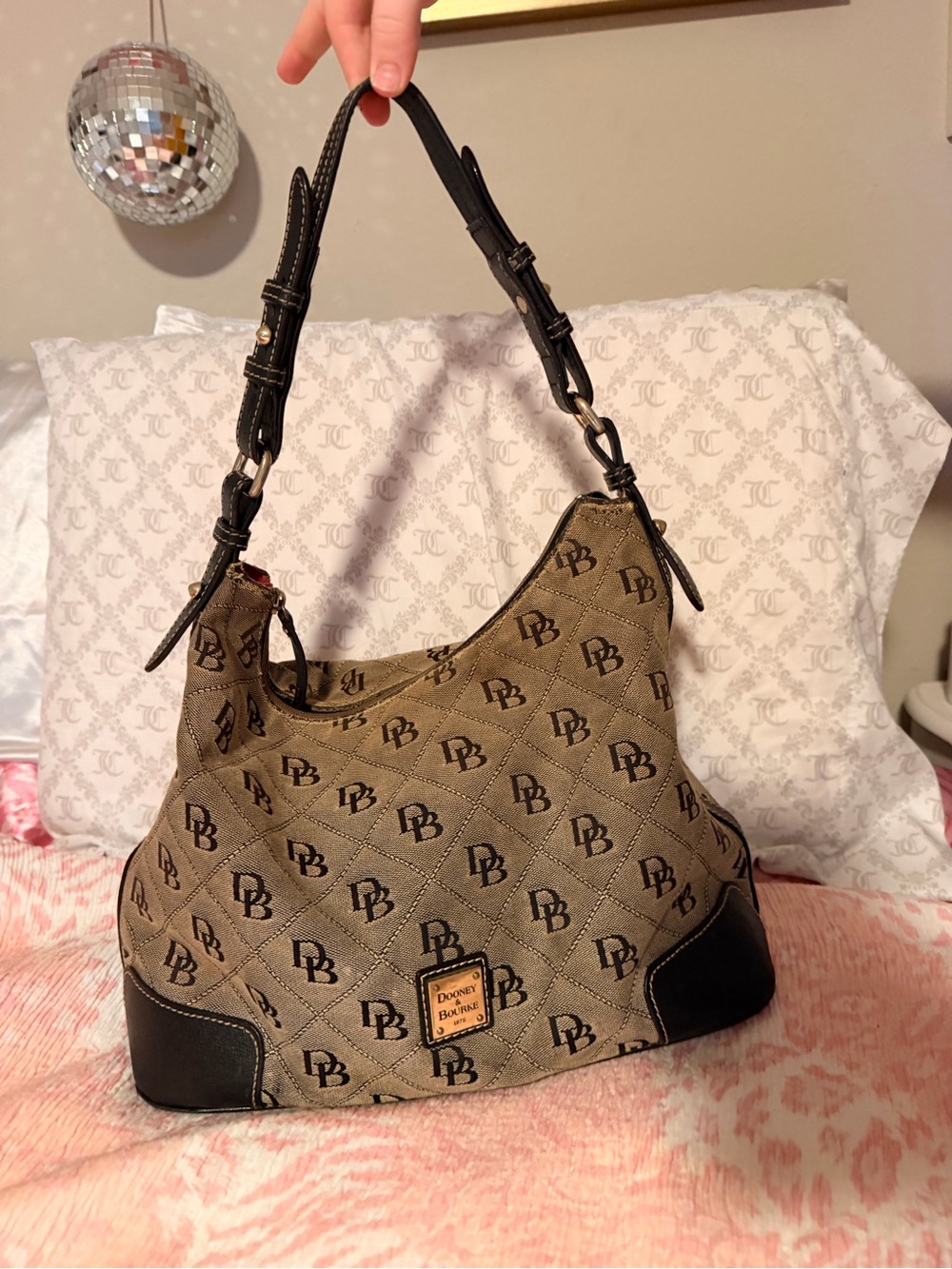 Dooney & Bourke Tan Brown Monogram Shoulder Bag